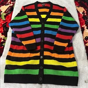 Hot Topic Multicolor Striped Cardigan